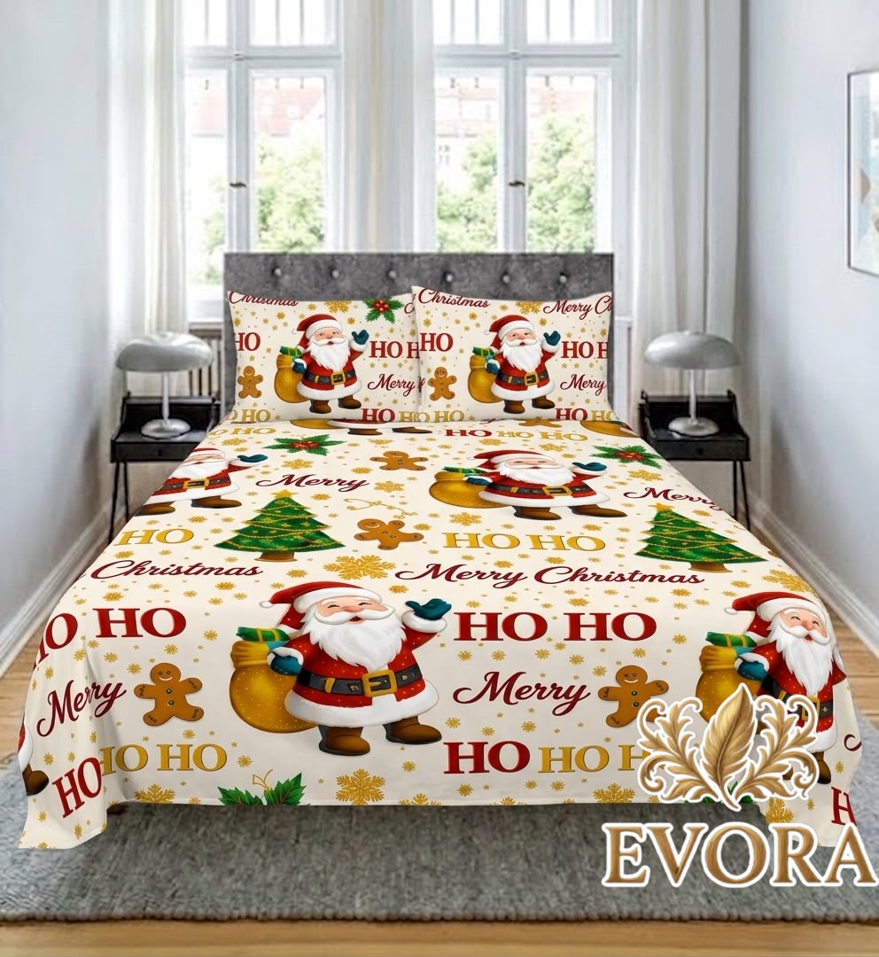 Sábanas navideñas blancas con motivos de Navidad